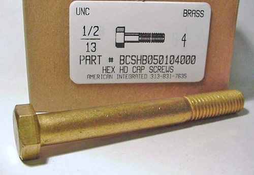 1/2-13X4 HEX HEAD CAP SCREW BRASS