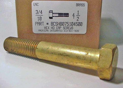 3/4-10X4-1/2 HEX HEAD CAP SCREW BRASS