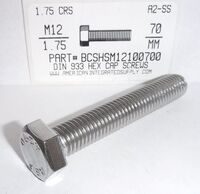 M12-1.75X70mm HEX HEAD CAP SCREW A2 STAINLESS STEEL D933