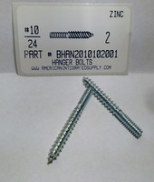 #10-24X2 HANGER BOLT STEEL ZINC PLATED