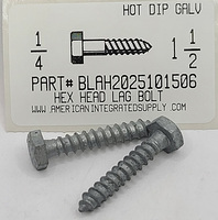 1/4X1-1/2 HEX HEAD LAG BOLT STEEL HOT DIP GALVANIZED