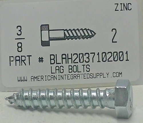 3/8X2 HEX HEAD LAG BOLT STEEL ZINC PLATED