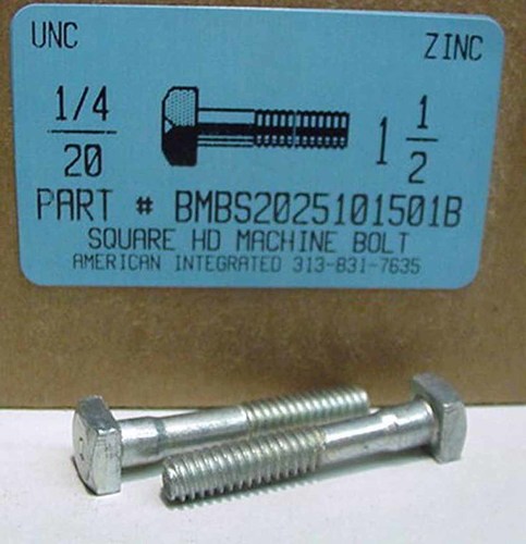 1/2-13 x 1 Square Head Machine Bolts/Steel/Plain Carton: 300 pcs 