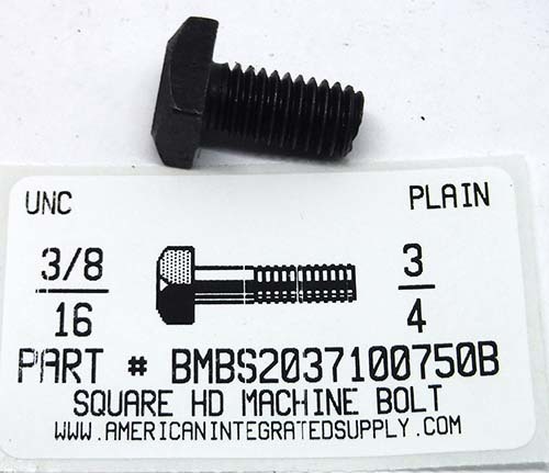 3/8-16X3/4 SQUARE HEAD MACHINE BOLT STEEL PLAIN