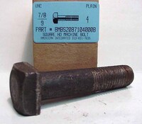 7/8-9X4 SQUARE HEAD MACHINE BOLT STEEL PLAIN