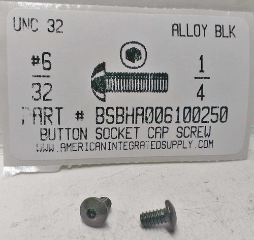 #6-32X1/4 BUTTON HEAD SOCKET CAP SCREW ALLOY STEEL BLACK