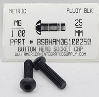 M6-1.00X25mm BUTTON HEAD SOCKET CAP SCREW 10.9 STEEL BLACK D7380