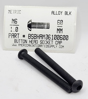 M6-1.00X60mm BUTTON HEAD SOCKET CAP SCREW 12.9 STEEL BLACK D7380