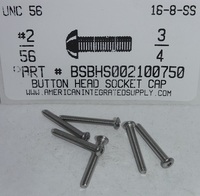 #2-56X3/4 BUTTON HEAD SOCKET CAP SCREW 18-8 STAINLESS STEEL