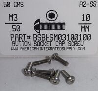 M3-.50X10MM BUTTON HEAD SOCKET CAP SCREW A2 STAINLESS STEEL D7380