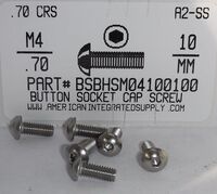 M4-.70X10MM BUTTON HEAD SOCKET CAP SCREW A2 STAINLESS STEEL D7380