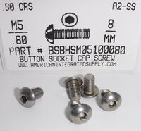 M5-.80X8MM BUTTON HEAD SOCKET CAP SCREW A2 STAINLESS STEEL D7380