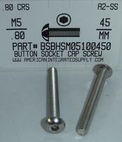 M5-.80X45MM BUTTON HEAD SOCKET CAP SCREW A2 STAINLESS STEEL D7380