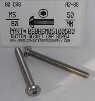 M5-.80X50MM BUTTON HEAD SOCKET CAP SCREW A2 STAINLESS STEEL D7380