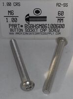 M6-1.00X60mm BUTTON HEAD SOCKET CAP SCREW A2 STAINLESS STEEL D7380