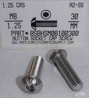 M8-1.25X30MM BUTTON HEAD SOCKET CAP SCREW A2 STAINLESS STEEL D7380