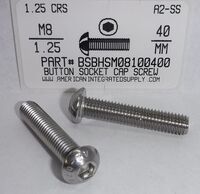 M8-1.25X40mm BUTTON HEAD SOCKET CAP SCREW A2 STAINLESS STEEL D7380