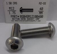 M12-1.75X40MM BUTTON HEAD SOCKET CAP SCREW A2 STAINLESS STEEL D7380