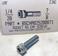 1/4-28X7/8 SOCKET HEAD CAP SCREW ALLOY STEEL ZINC PLATED (DISCONTINUED)