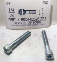 1/4-28X1-1/2 SOCKET HEAD CAP SCREW ALLOY STEEL ZINC PLATED