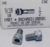 5/16-18X1/2 SOCKET HEAD CAP SCREW ALLOY STEEL ZINC PLATED