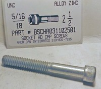 5/16-18X2-1/2 SOCKET HEAD CAP SCREW ALLOY STEEL ZINC PLATED