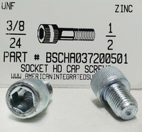 3/8-24X1/2 SOCKET HEAD CAP SCREW ALLOY STEEL ZINC PLATED