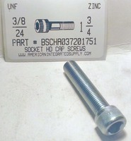 3/8-24X1-3/4 SOCKET HEAD CAP SCREW ALLOY STEEL ZINC PLATED (DISCONTINUED)