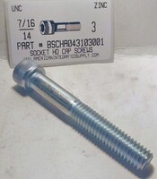 7/16-14X3 SOCKET HEAD CAP SCREW ALLOY STEEL ZINC PLATED (DISCONTINUED)