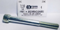 7/16-14X4 SOCKET HEAD CAP SCREW ALLOY STEEL ZINC PLATED