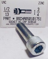 1/2-13X1-3/4 SOCKET HEAD CAP SCREW ALLOY STEEL ZINC PLATED