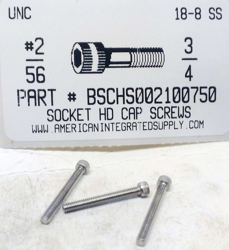 #2-56X3/4 SOCKET HEAD CAP SCREW 18-8 STAINLESS STEEL