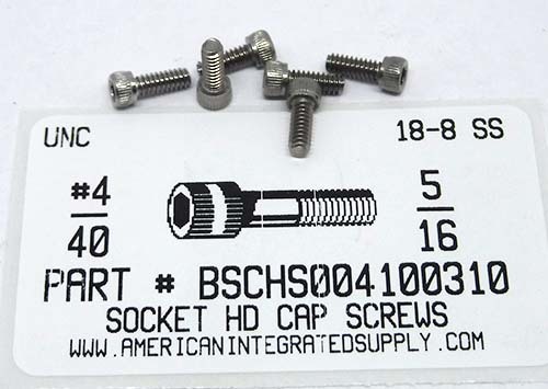 #4-40X5/16 SOCKET HEAD CAP SCREW 18-8 STAINLESS STEEL