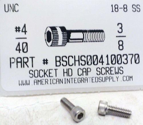 #4-40X3/8 SOCKET HEAD CAP SCREW 18-8 STAINLESS STEEL