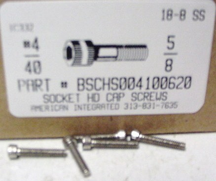 #4-40X5/8 SOCKET HEAD CAP SCREW 18-8 STAINLESS STEEL
