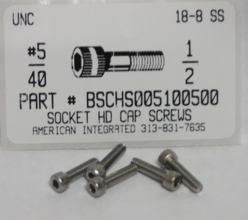 #5-40X1/2 SOCKET HEAD CAP SCREW 18-8 STAINLESS STEEL
