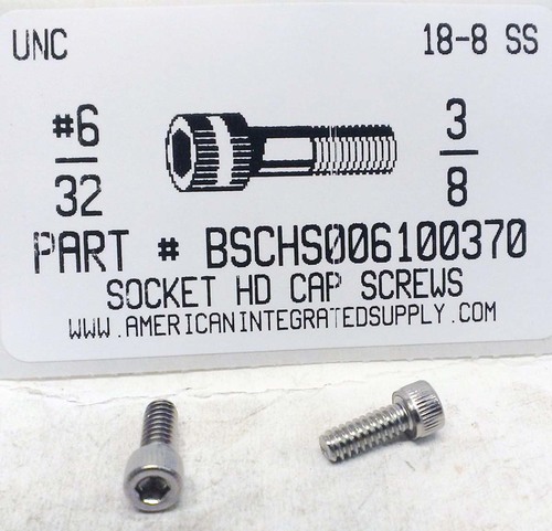 #6-32X3/8 SOCKET HEAD CAP SCREW 18-8 STAINLESS STEEL