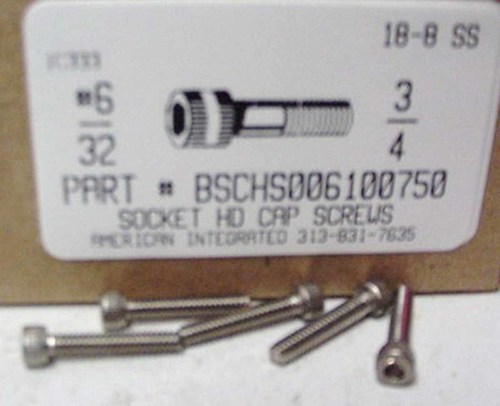 #6-32X3/4 SOCKET HEAD CAP SCREW 18-8 STAINLESS STEEL