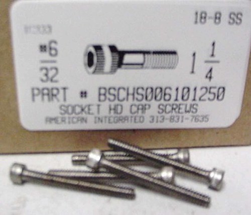 #6-32X1-1/4 SOCKET HEAD CAP SCREW 18-8 STAINLESS STEEL