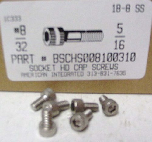 #8-32X5/16 SOCKET HEAD CAP SCREW 18-8 STAINLESS STEEL