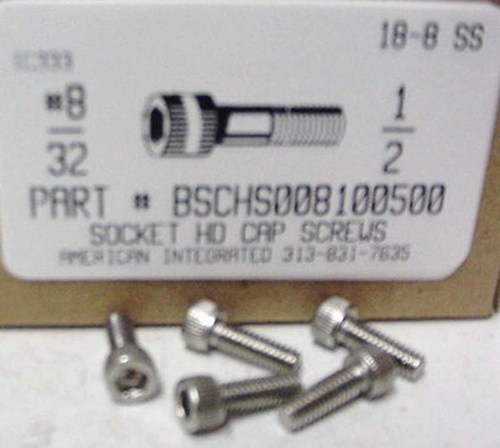 #8-32X1/2 SOCKET HEAD CAP SCREW 18-8 STAINLESS STEEL