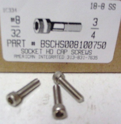 #8-32X3/4 SOCKET HEAD CAP SCREW 18-8 STAINLESS STEEL