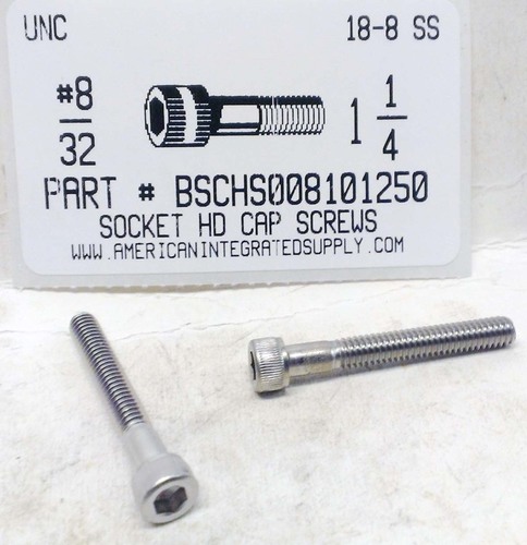 #8-32X1-1/4 SOCKET HEAD CAP SCREW 18-8 STAINLESS STEEL