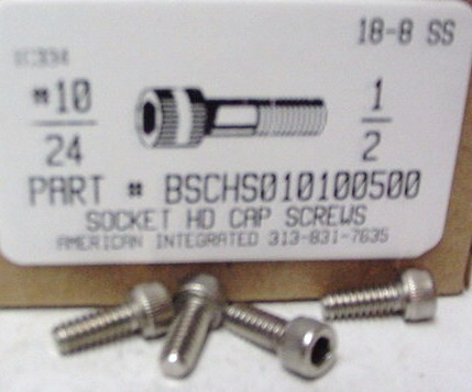 #10-24X1/2 SOCKET HEAD CAP SCREW 18-8 STAINLESS STEEL