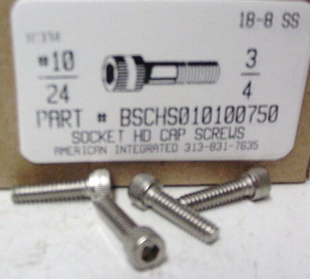 #10-24X3/4 SOCKET HEAD CAP SCREW 18-8 STAINLESS STEEL