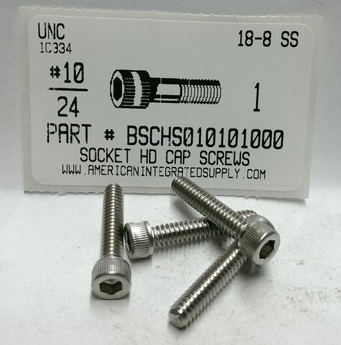 #10-24X1 SOCKET HEAD CAP SCREW 18-8 STAINLESS STEEL