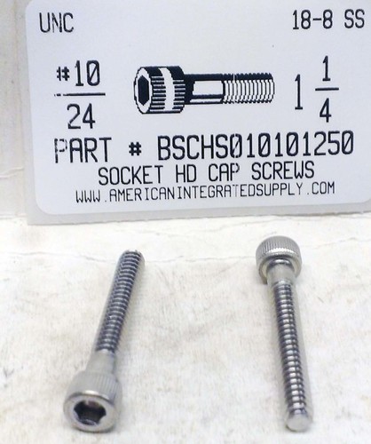 #10-24X1-1/4 SOCKET HEAD CAP SCREW 18-8 STAINLESS STEEL