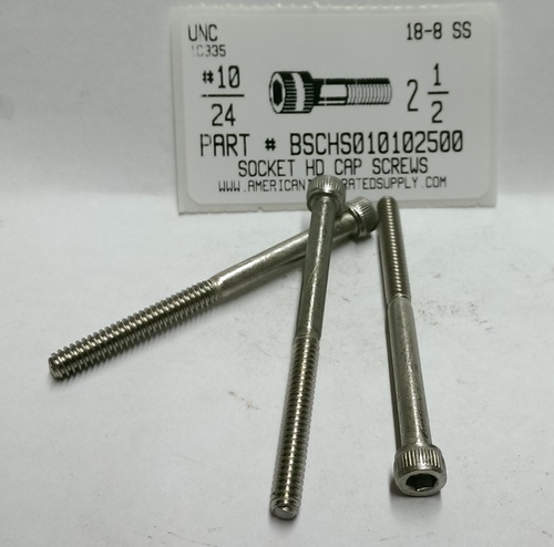 #10-24X2-1/2 SOCKET HEAD CAP SCREW 18-8 STAINLESS STEEL
