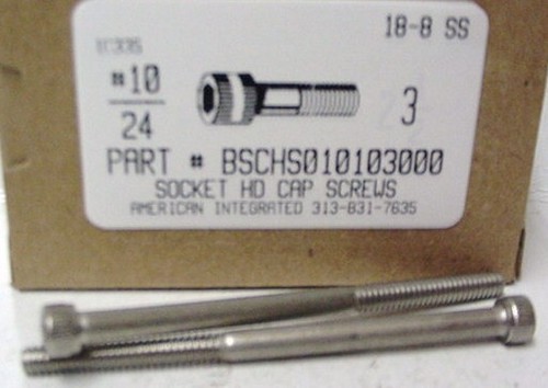 #10-24X3 SOCKET HEAD CAP SCREW 18-8 STAINLESS STEEL