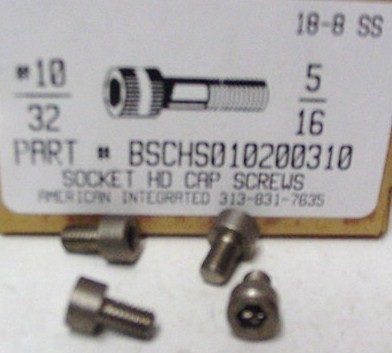 #10-32X5/16 SOCKET HEAD CAP SCREW 18-8 STAINLESS STEEL